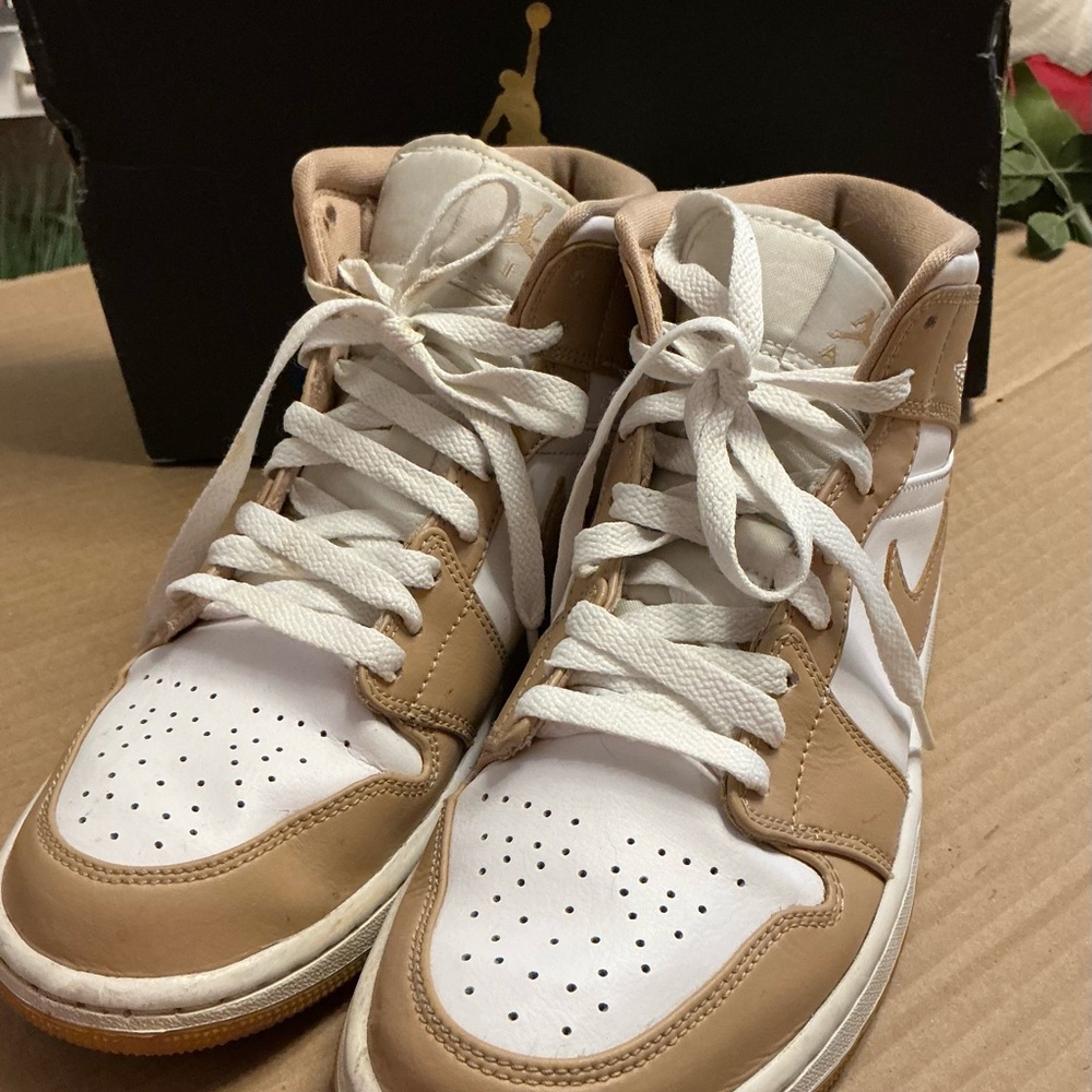 Nike Air Jordan Mid Sneakers - White and Brown - Picture 2 of 9